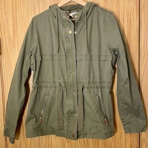 L Tall Olive Green Belted Jacket with Hood
